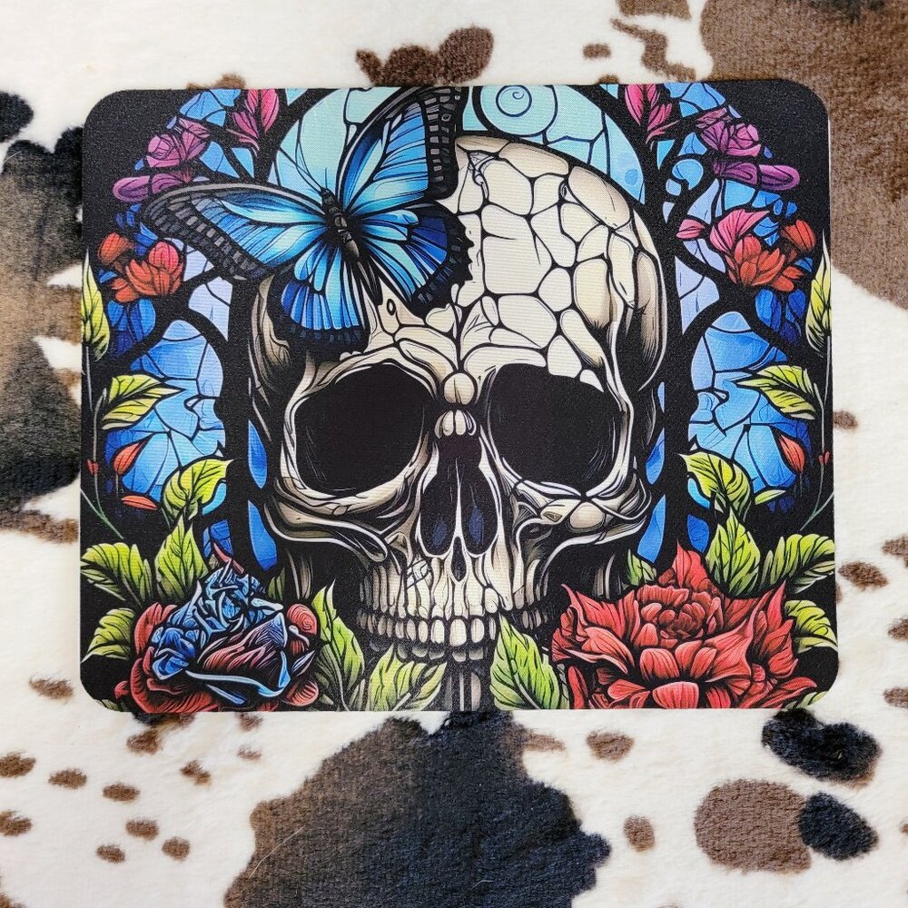 Skull Floral Non Slip Custom Mouse Pad
